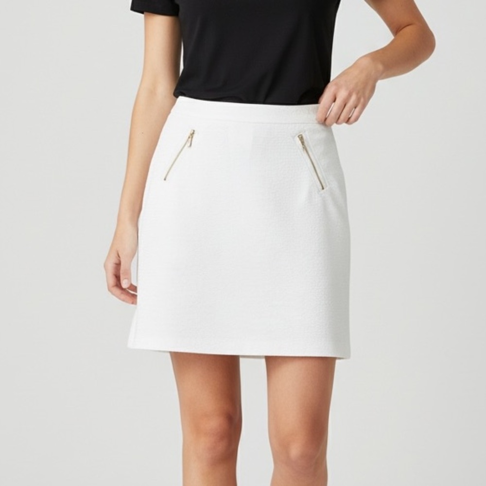 Jones New York White Textured Skirt